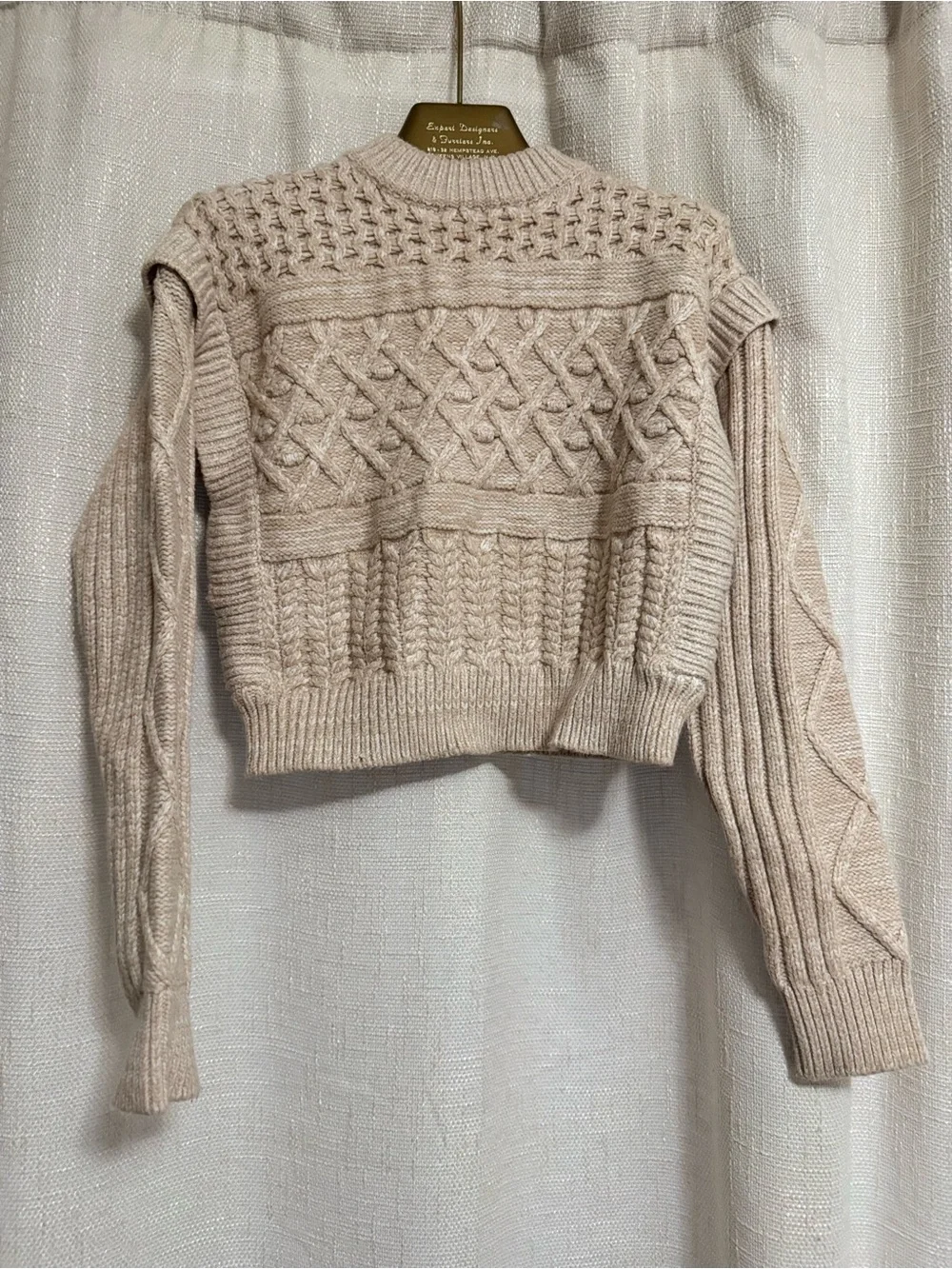 MINKPINK Cream Cable-Knit Cropped Turtleneck Sweater - Picture 3 of 5